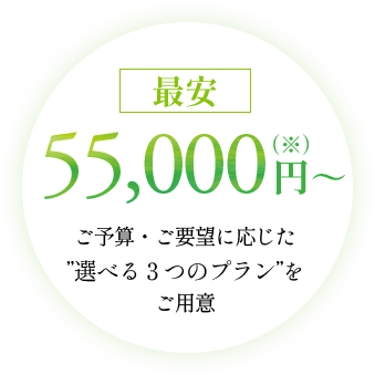 ご予算・ご要望に応じた”選べる3つのプラン”をご用意